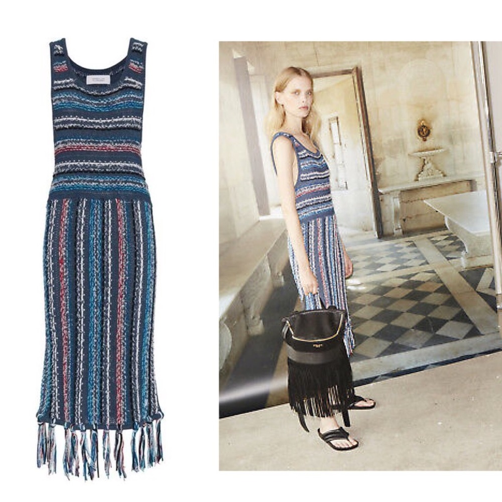 DEREK LAM - Pat striped Knit Fringe dress, XS - Picture 4 of 6